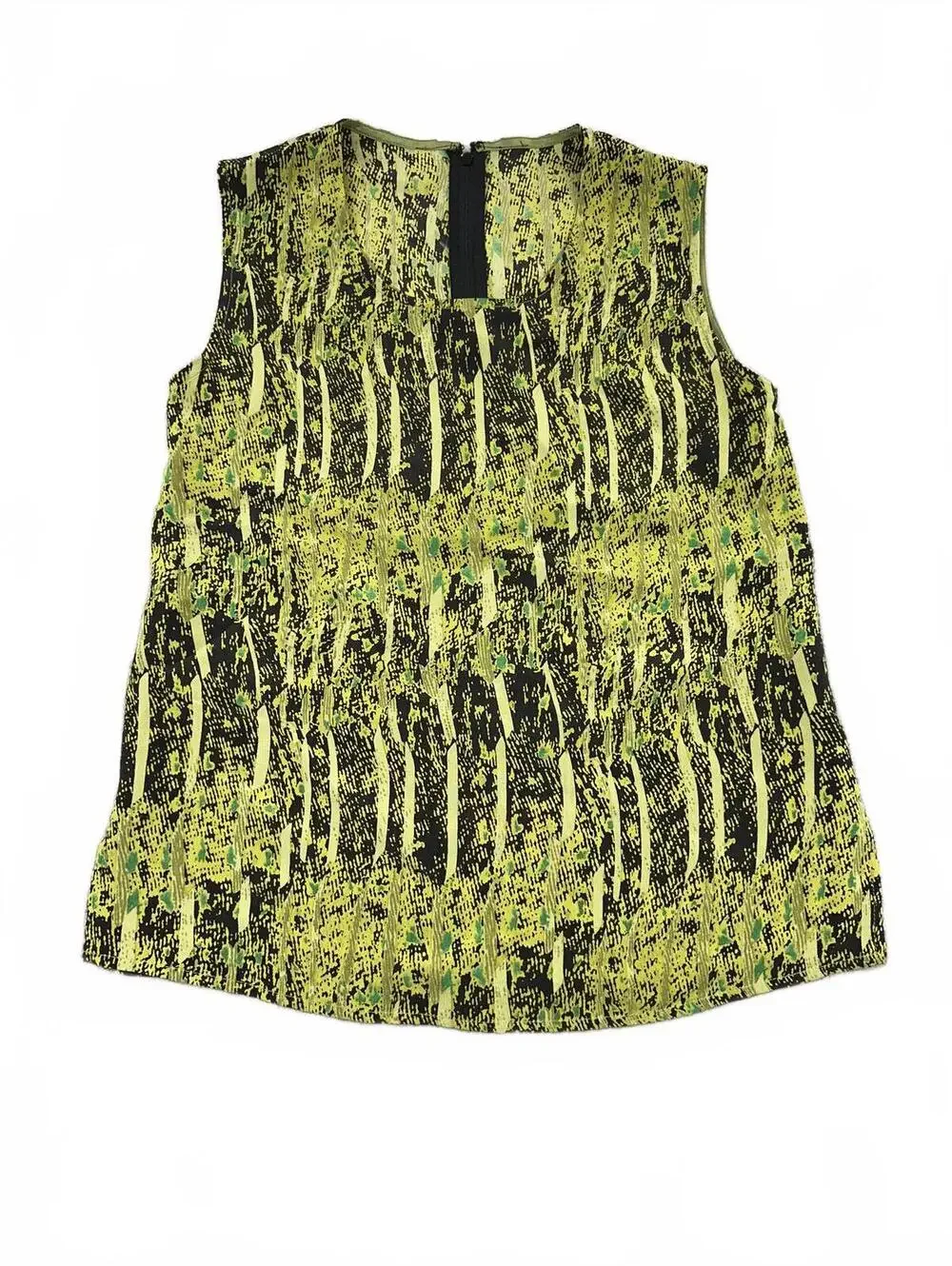Raffinalla Neon Wasabi Green Abstract Print Sleeveless‎ Tank Top